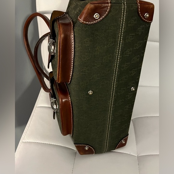 Dooney Bourke Handbag: Canvas Shoulder Purse brown leather satchel f key chain - Picture 5 of 13